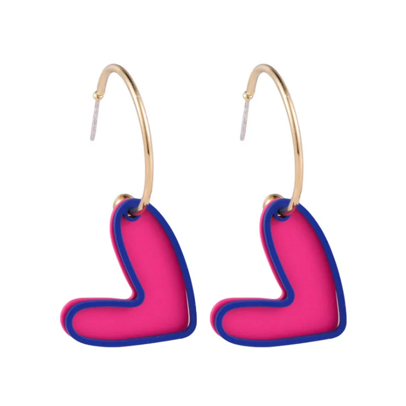 

Fashionable Earrings Women Ear Clips Without Pierced Popular Jewelry Hit Color Pink Love Earrings