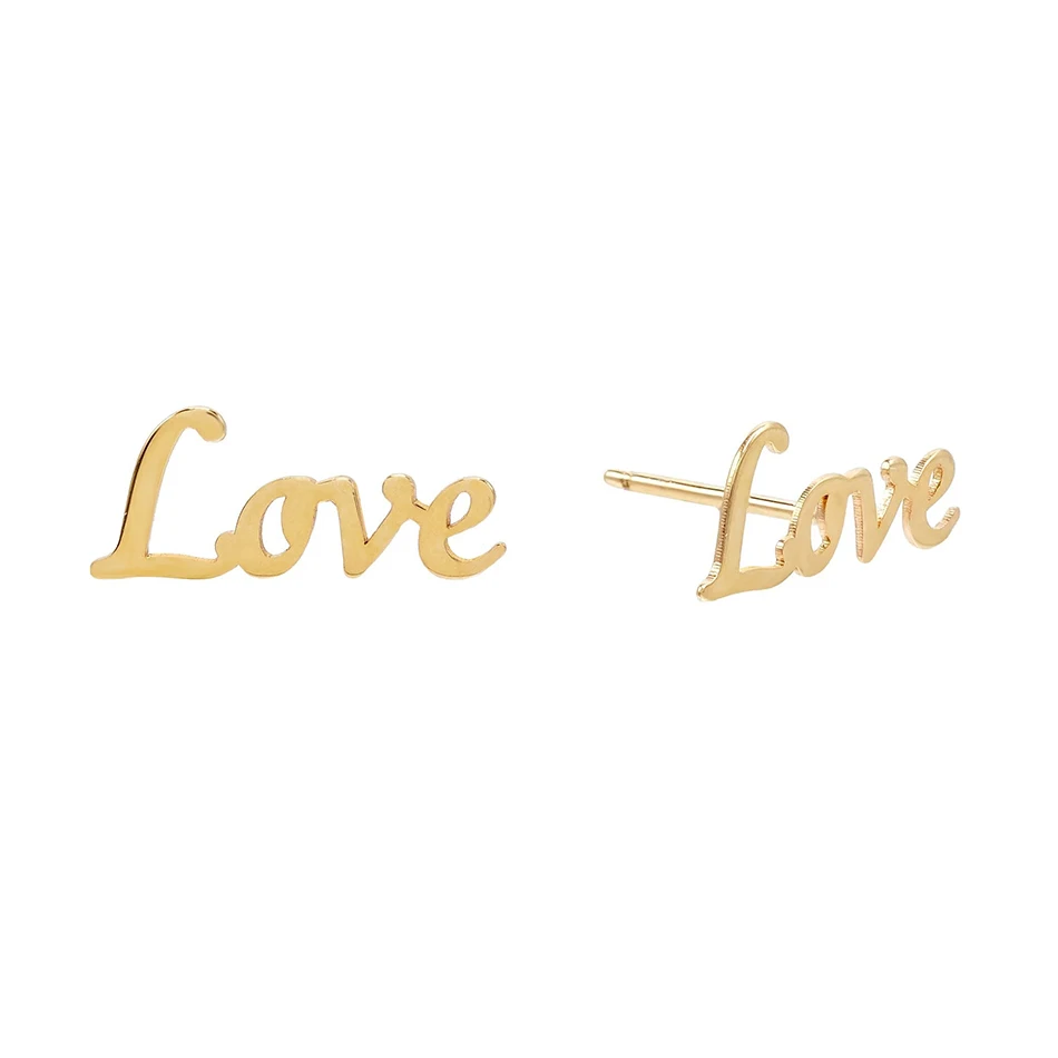 

Mother's Day Gifts 925 Sterling Silver 14k Gold Plated Letter Love Stud earrings For Woman Earrings