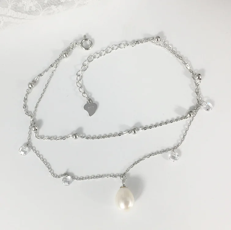 

Korean New Design S925 Sterling Silver Tassel Long Real Freshwater Pearl Jewelry Sets, White