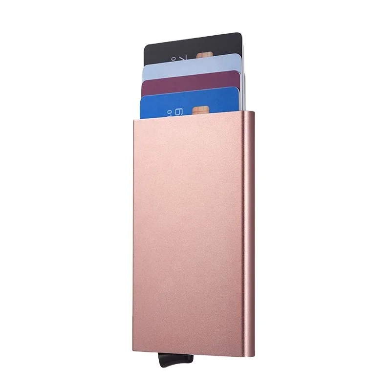 

Boson Custom LOGO Aluminum Alloy RFID Business Case Metal Credit Pop Up Card Holder, Pink, silver, grey, blue, gold, black