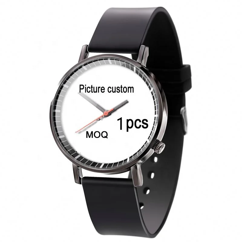 

Low MOQ 1 Pcs Custom Pictures Logo Words Dial Quartz Watch For Personalized Gift