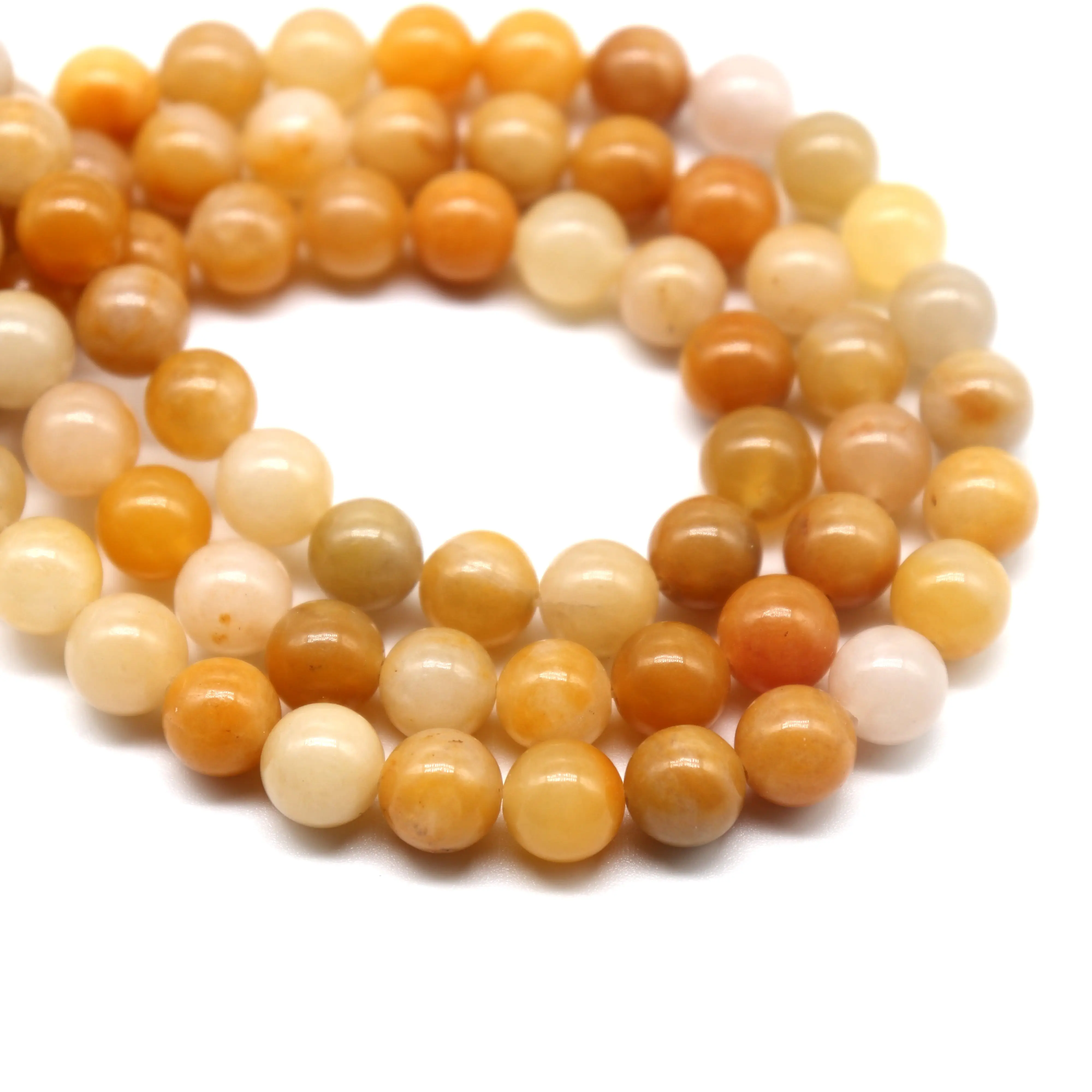 

Round Shape Factory Wholesale Natural Stone Beads Yellow Jade Beads For Jewelry Making