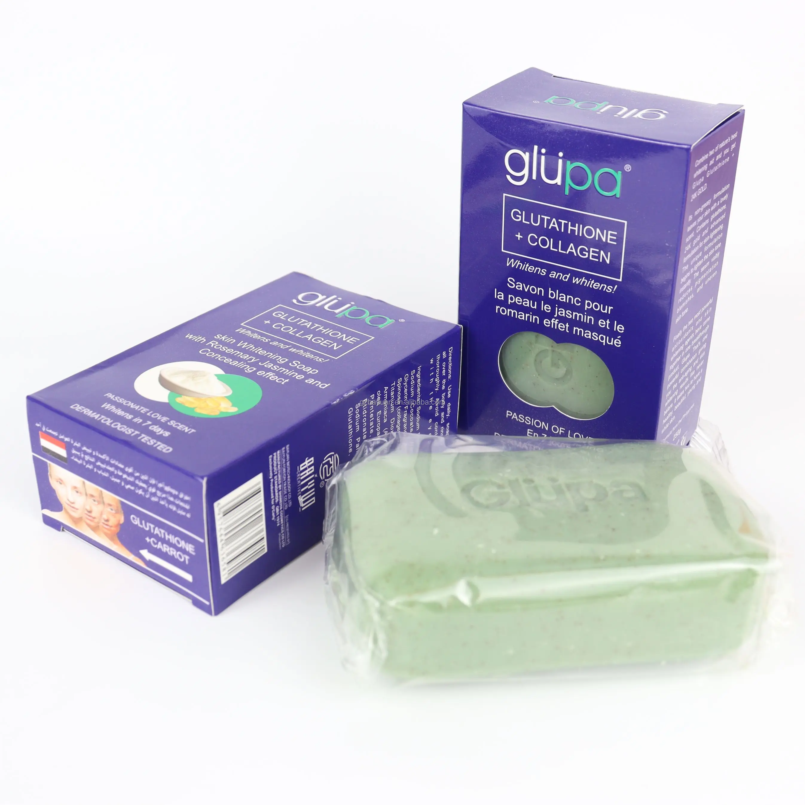 

250g Glupa Whitening Bath Soap With Glutathio Papaya Carrot Collagen Body Care Natural Organic Skin Lightening Soap