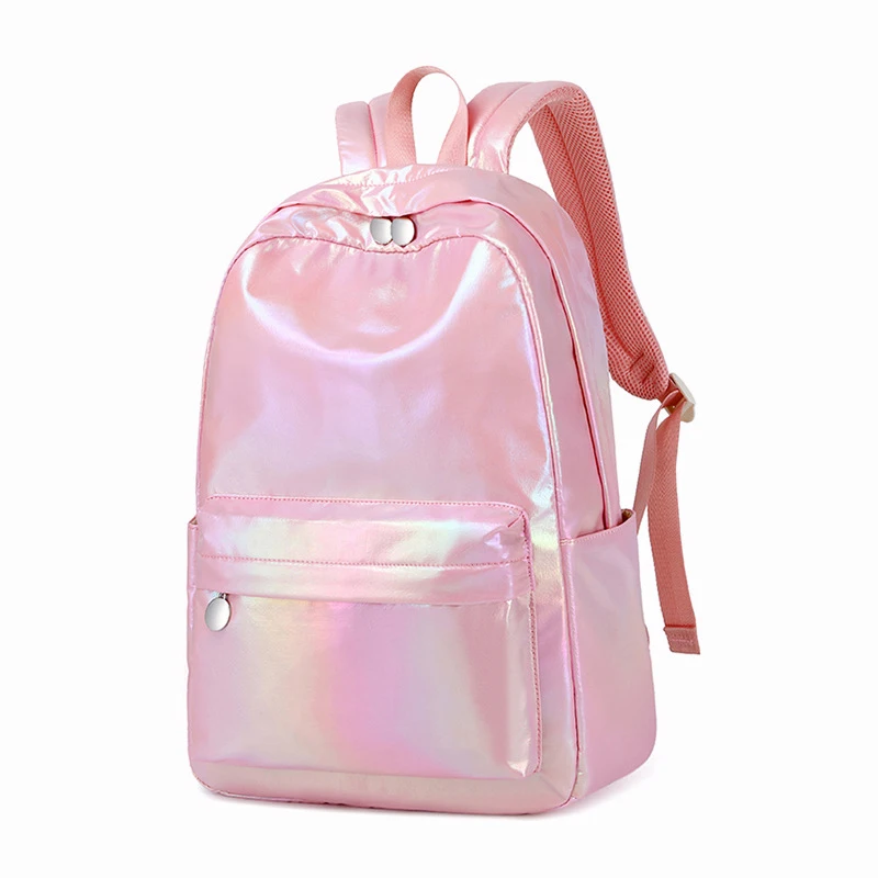 

Casual Waterproof Schoolbag With Zippers Laser Shiny Gradient Backpack For Women Jelly Backpack For Girls, Pink/light purple/light green