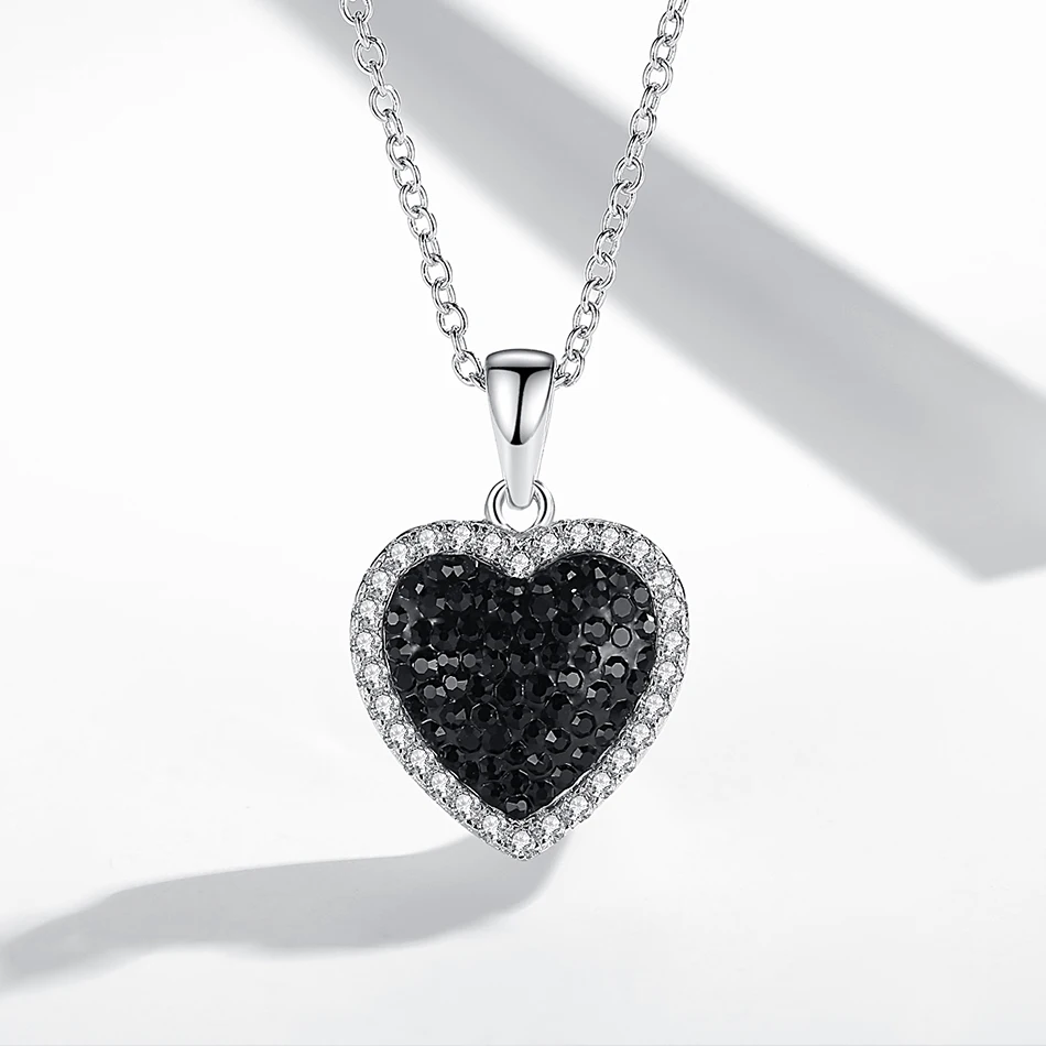 

Luxury Band 925 Sterling Silver Heart shape Pendant Necklace Women Engagement Gifts Silver Cubic zircon Necklaces