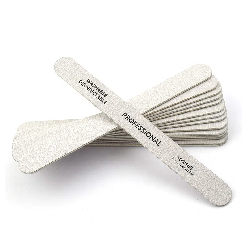 

PROFESSIONAL Wood Core Nail File Disposable Straight 100/180 and 180/240 Wooden Nail File Wood, Gray