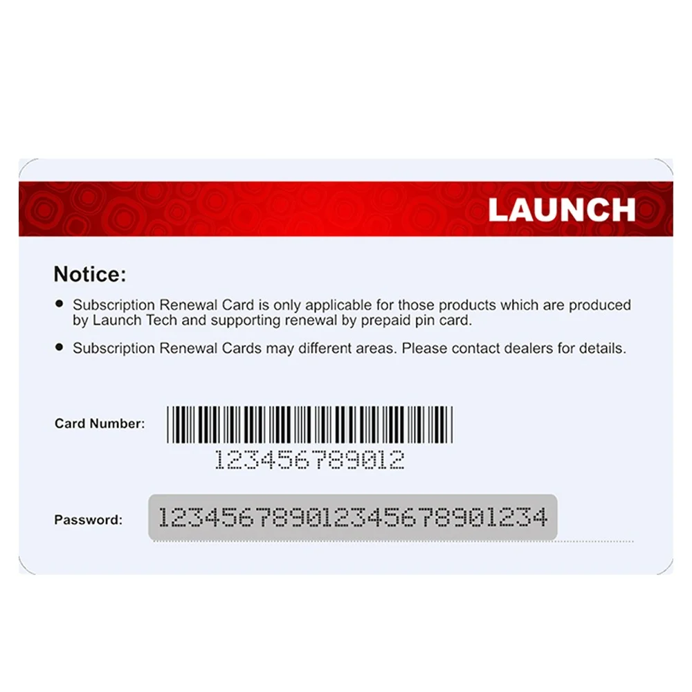

LAUNCH Pin Card 1 year Renewal for Gasoline x431 1 year free update online Diagun V/X-431 V/V+/Pro mini/PRO/PAD II etc