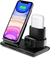 

Amazon best seller oem phone holder charging station qi standard 10w fast 3 in 1 wireless charger pad for airpod apple watch