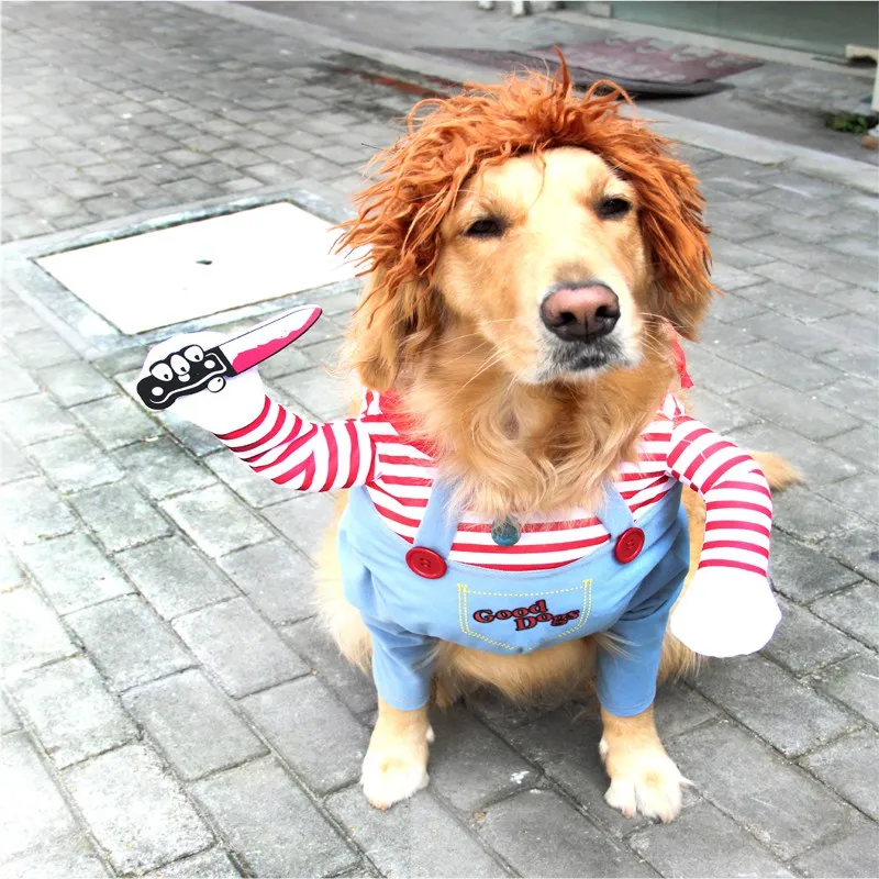 

Pet Dog Funny Clothes Dogs Cosplay Costume Halloween Christmas Comical Outfits With Wig Set Pet Cat Dog Festival Party Clothing