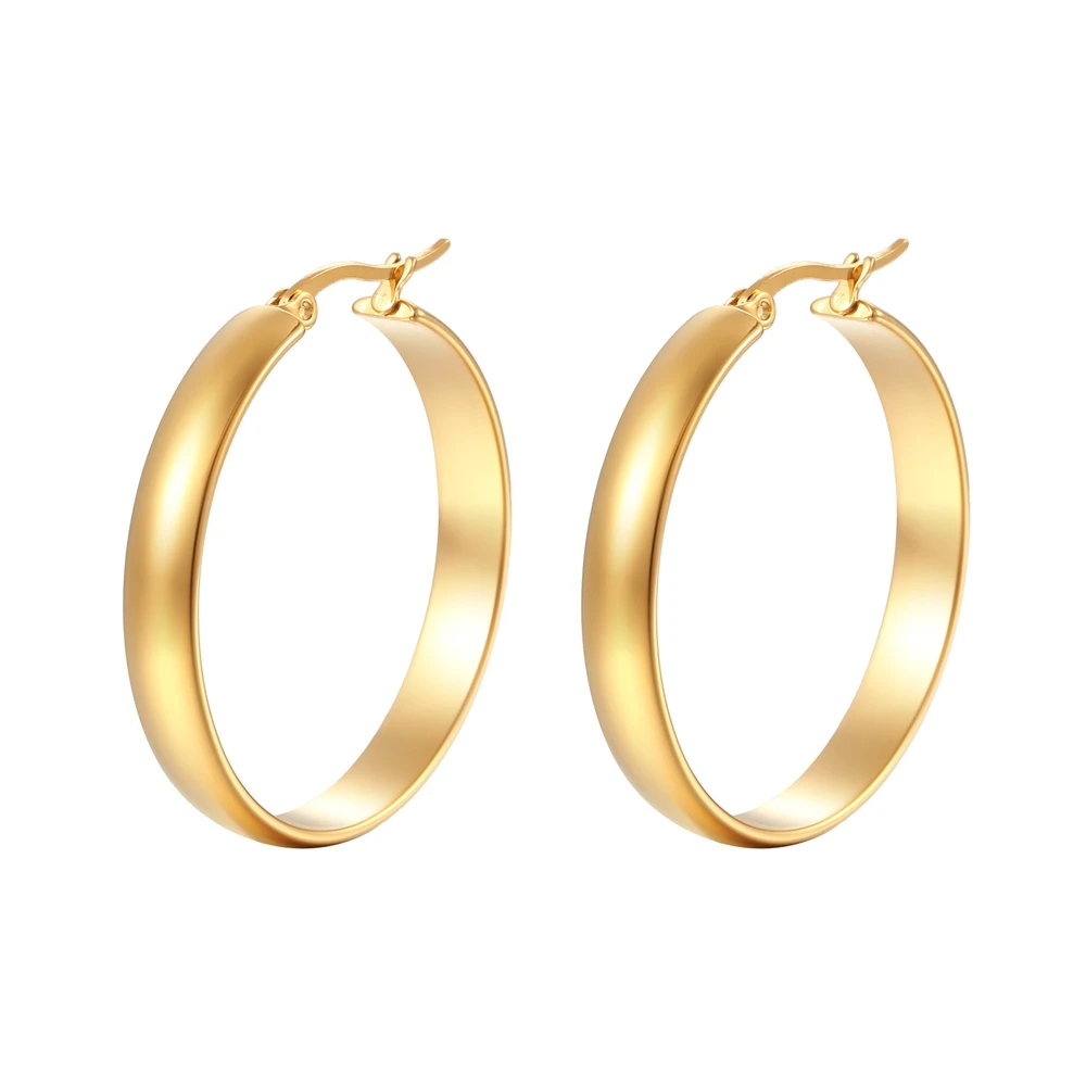 Yiwu Ruigang Fashion 18k Gold Plated 316 stainless steel Large Hoop Earrings