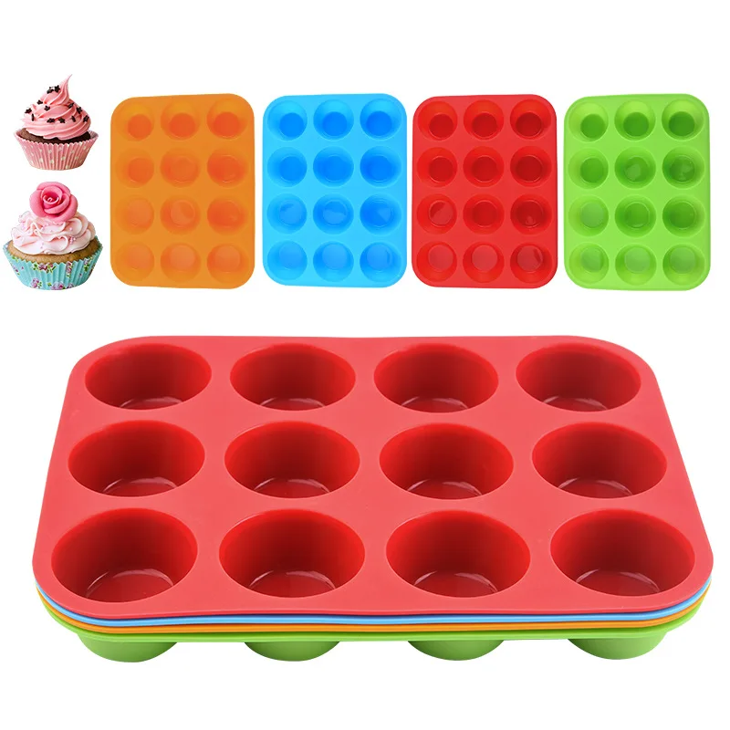 

0727 12 Hole Round Pudding Chocolate Candy Mold Baking Tool Egg Tart Silicone Cake Mold, Many colors are available