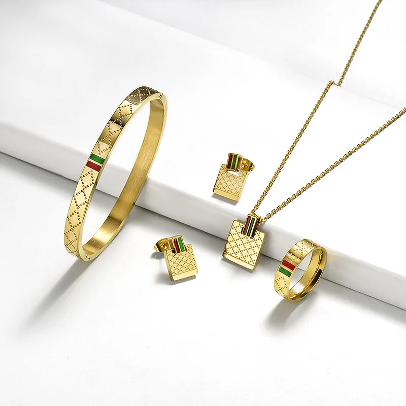 

Gold Silver Plated Famous Brand Jewelry Sets Women 316 Stainless Steel Jewelry set, Rose gold/silver/gold