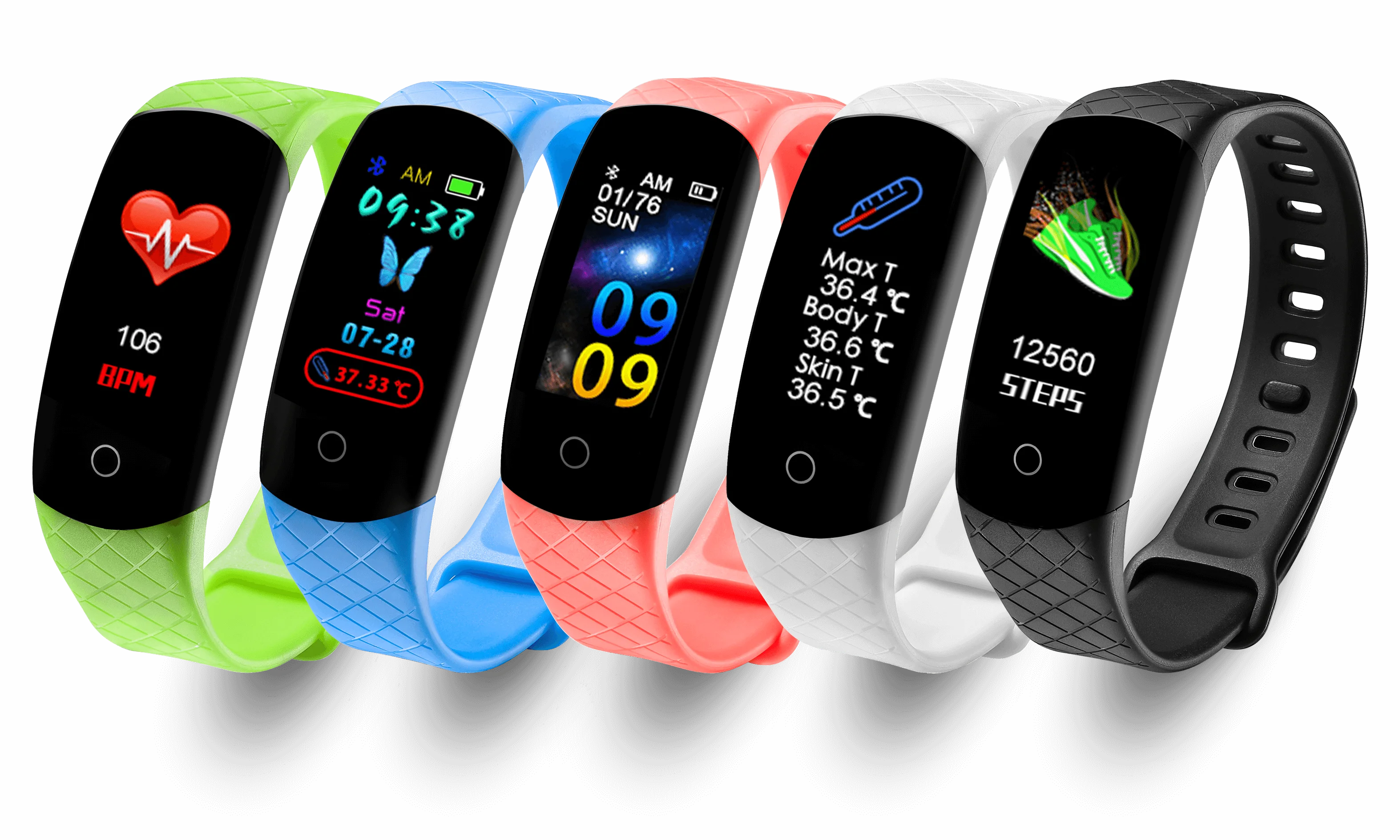 新设计可穿戴温度计腕带智能手环健康儿童手环智能手表 gps 体温监测