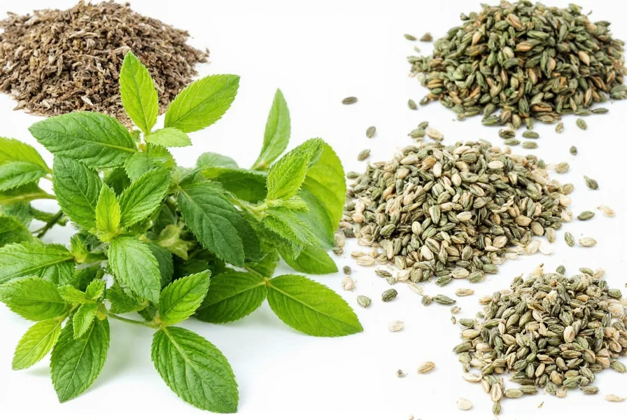 Mini food chopper blending fresh herbs into paste