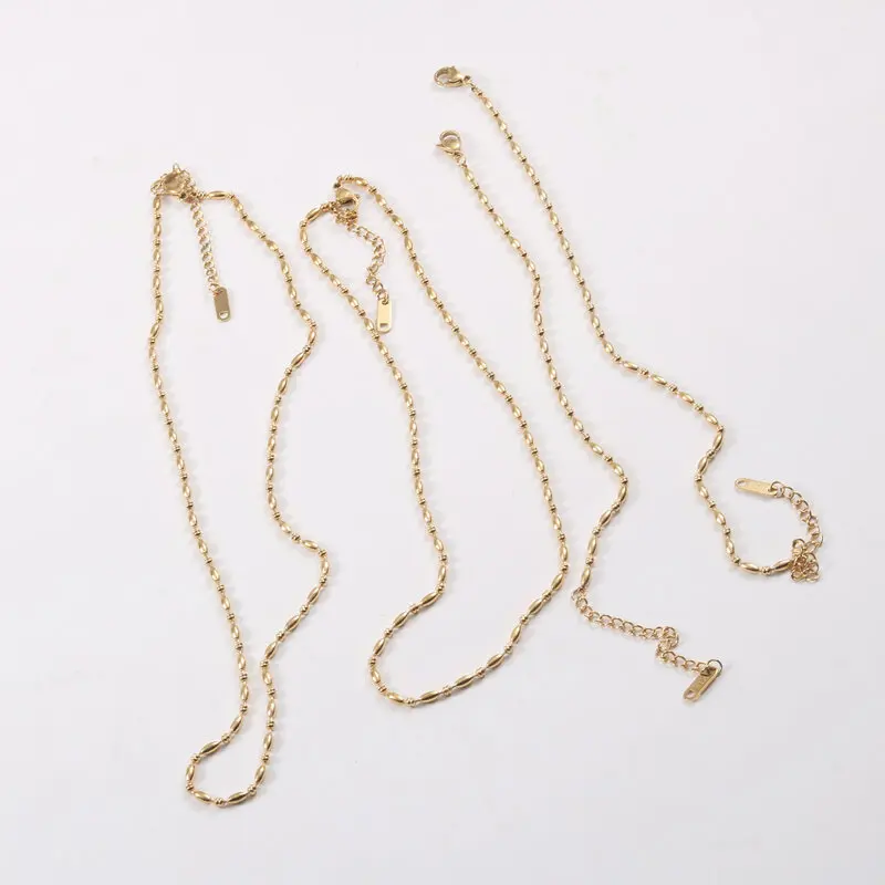 JOOLIM Ready to Ship High End 18k Gold Plated Stainless Steel Olive Beads Necklace Fashion Jewelry