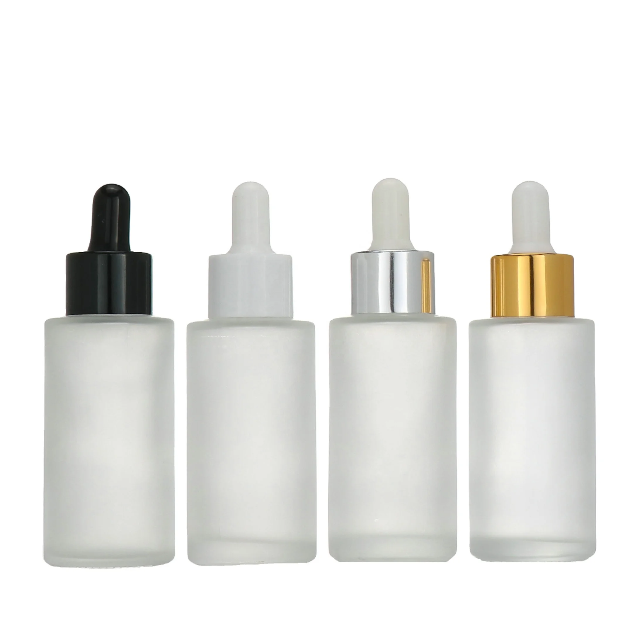 Face Serum Glass Bottle Matt White Frosted Cylinder Dropper Bottle 20ml