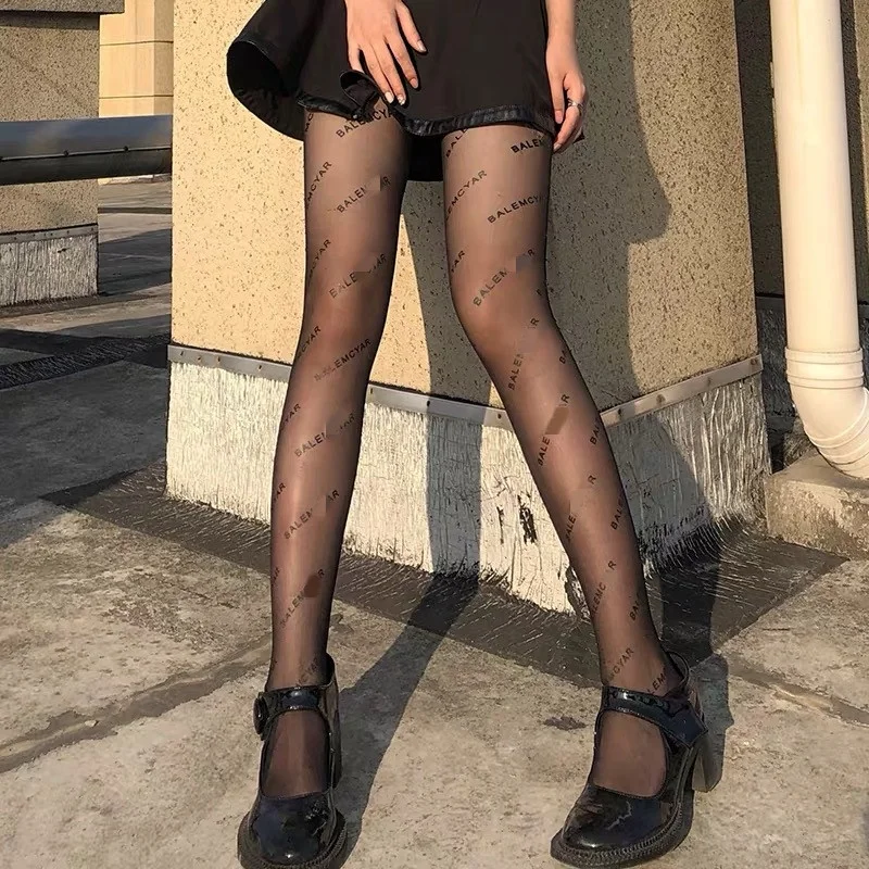 

Custom Fashion Women Fishnet Sexy Luxury Hosiery Ladies Designer Letter Printed Pantyhose Tights For Girls