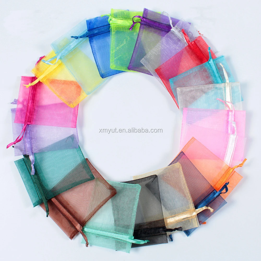 Cheap Plain Organza Bags in Stock Gift Bag for Wholesale Drawstring Recyclable Accept Customized Logo Jewelry Pouch with logo