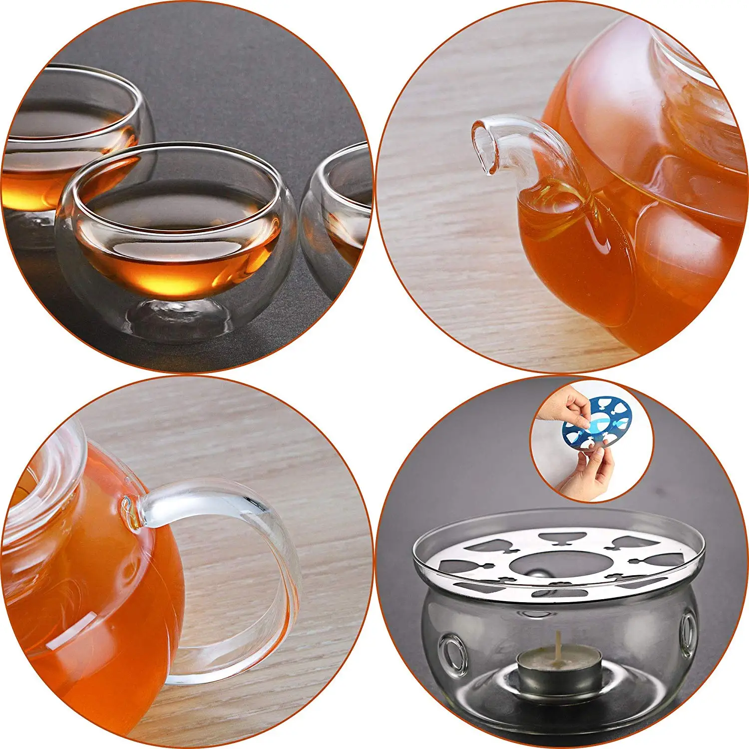 Handmade Borosilicate Glass Tea Set Heat Resistant Glass Teapot Set