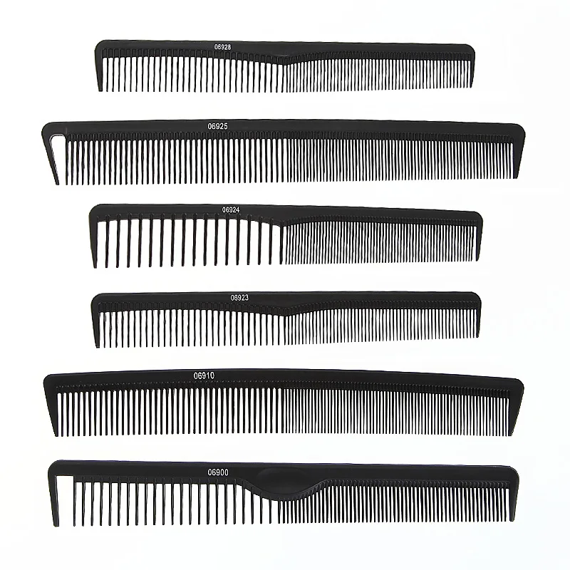 

VMAE High Quality Customized LOGO Professional Salon Use Tools 12pcs/pack Black Carbon Anti-static Metal Tail Hair Comb