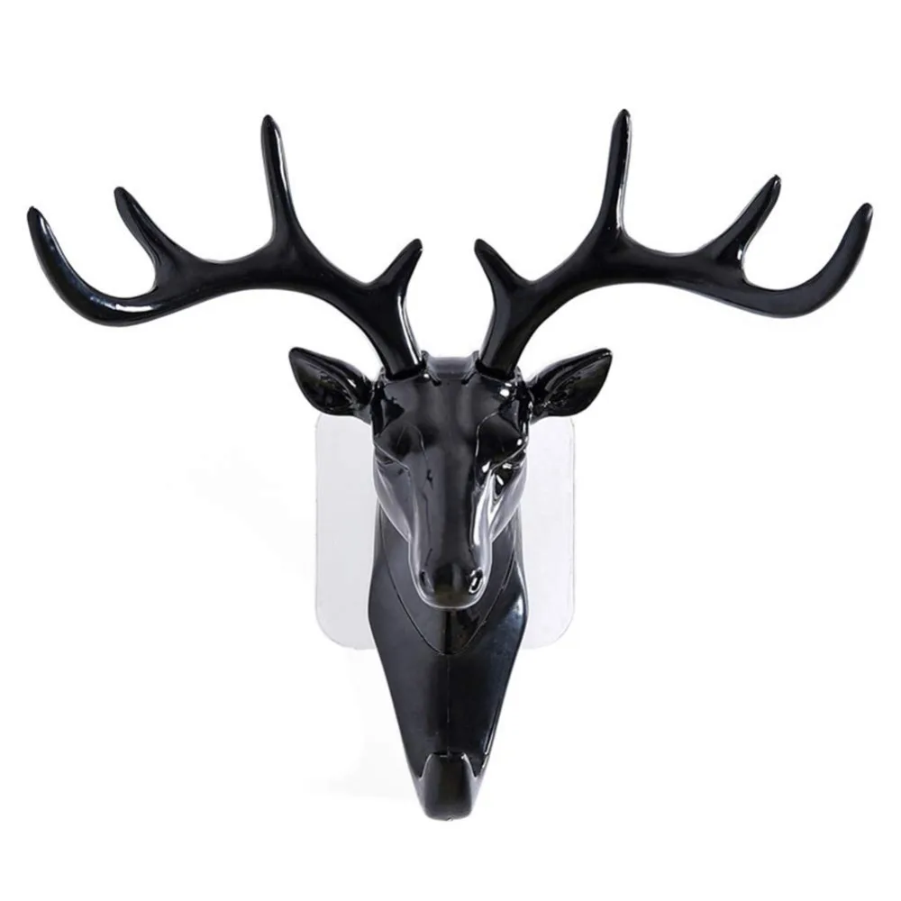 

Horn Wall Mounted Bag Hanger Antlers Hook Self Adhesive Hanger Rack Elk Head Design Bag Keys Sticky Holder Christmas Deer