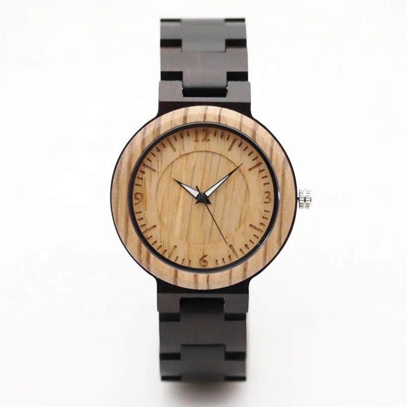 

Crafts men watches top brand luxury zebrano wood creative bezel reloj miyota wristwatch oem