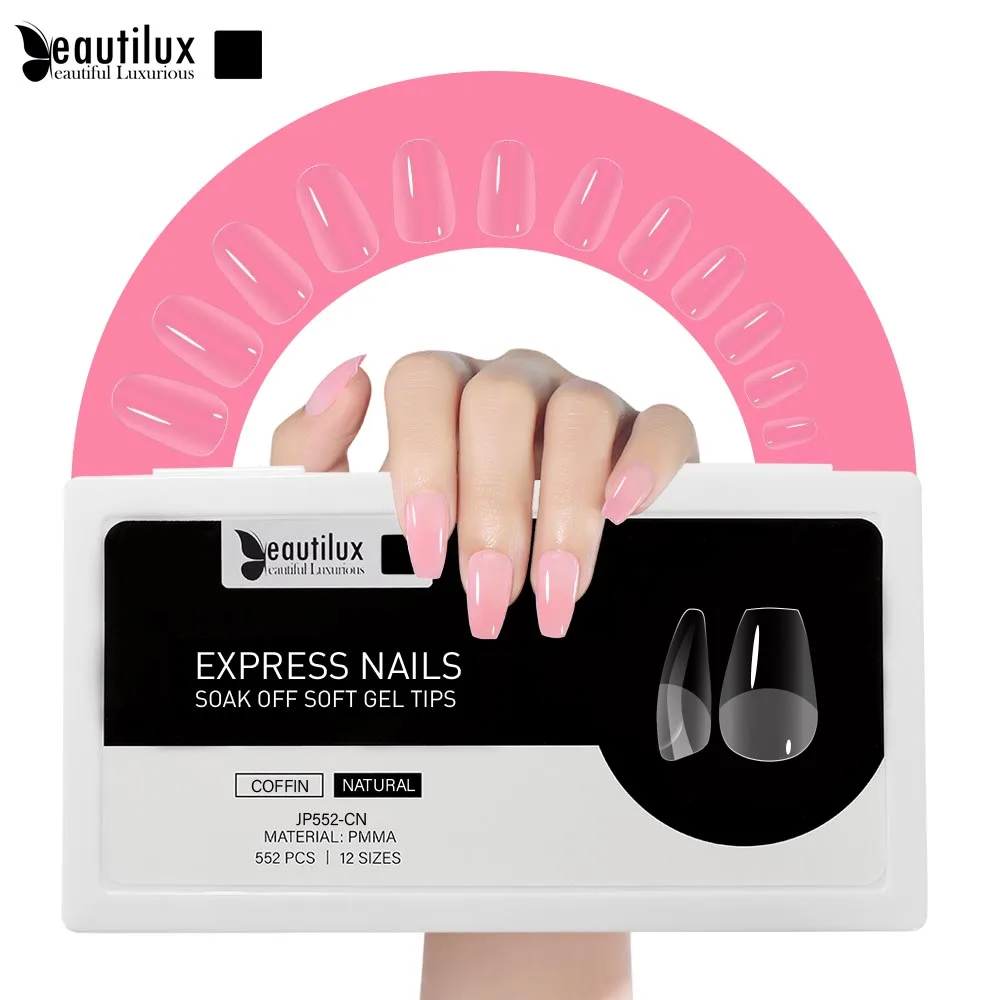 

Beautilux Express Nails 552pcs/box COFFIN-NATURAL False Soak Off Gel Nail Tips American Capsule Full Cover Style