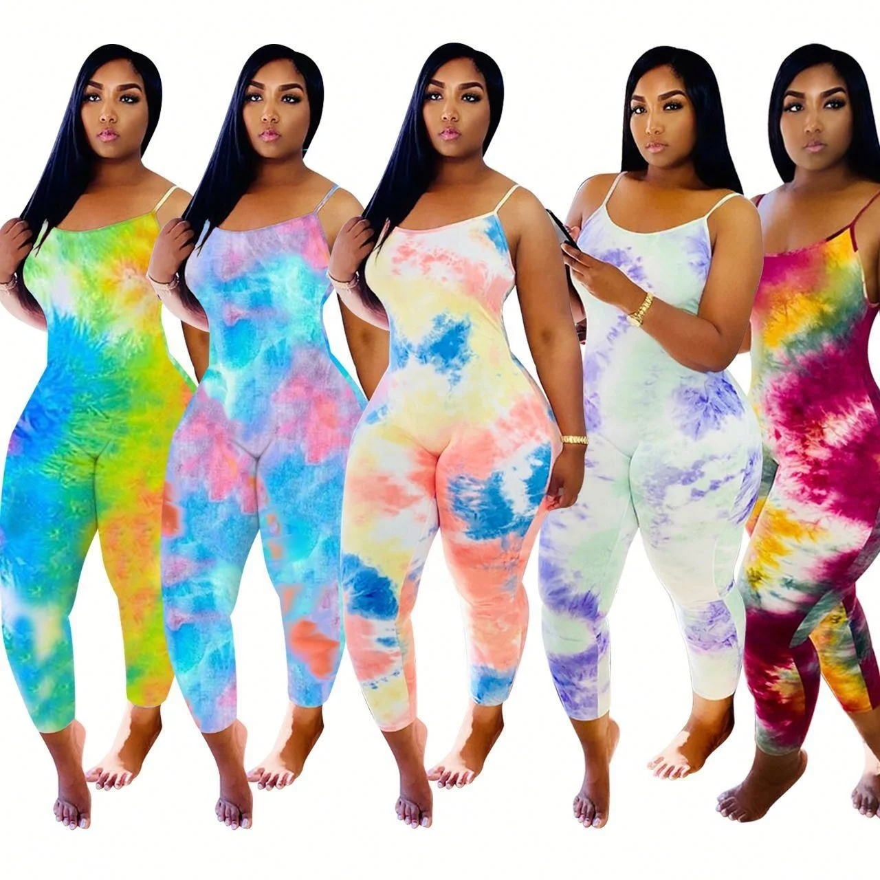 

VOOGUE Jumpsuit Sexy Women's Printed Tights Summer New Sexy Sleeveless Short One-piece Gradient Vest Jumpsuit