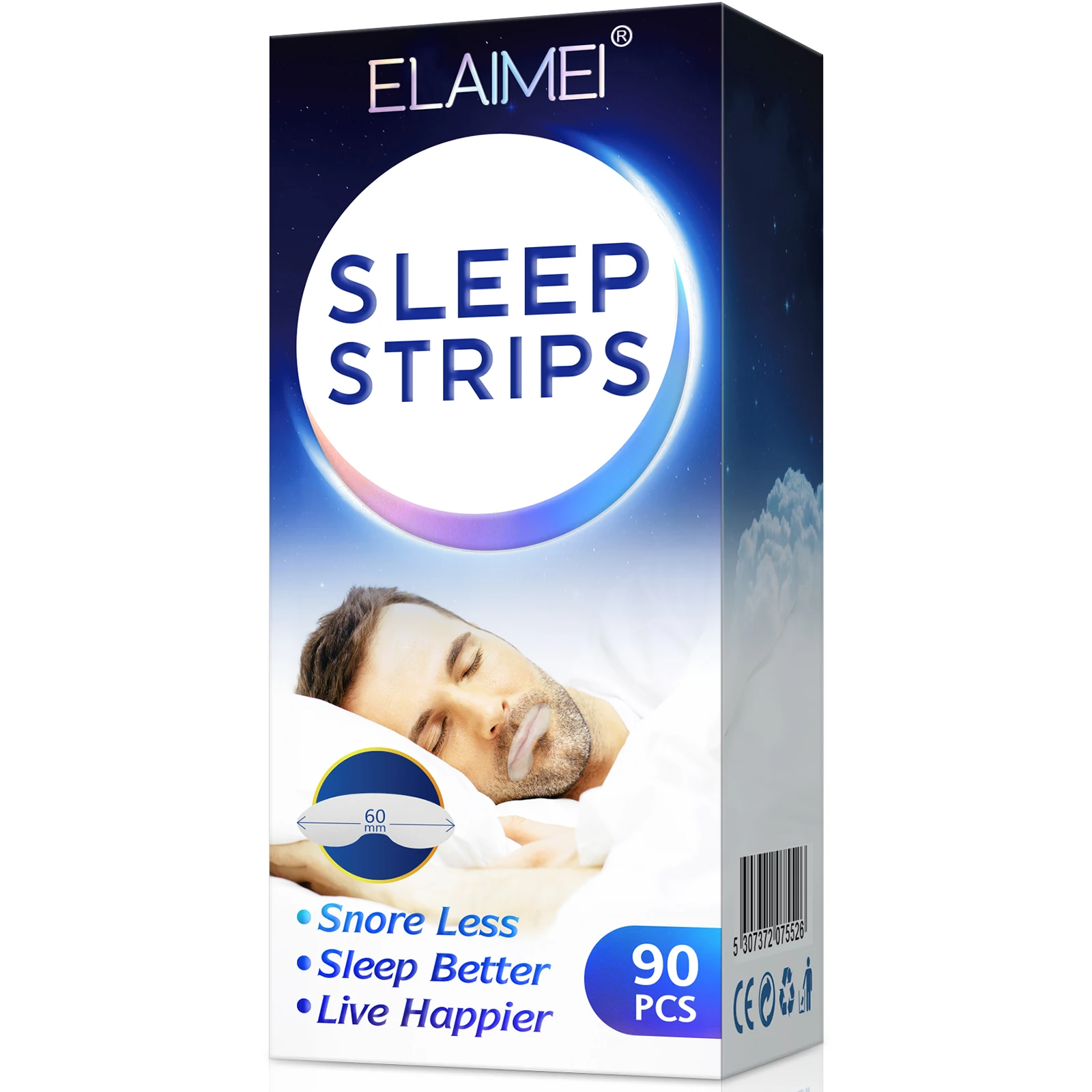 

ELAIMEI High Quality Sleep Strips 90 Pcs Lip Shape Mouth Tape Improves Sleep and Relieves Snoring