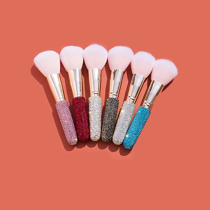 

New Red black silver pink blue blinged out private label eco friendly bling glitter rhinestone diamond crystal make up brush set