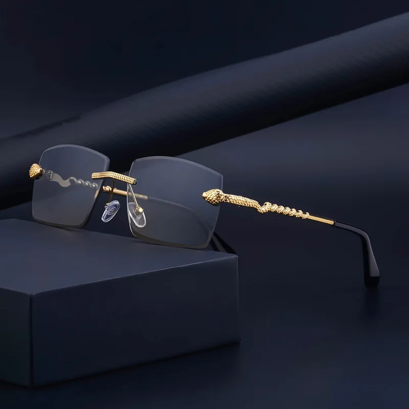 

CONCHEN NEW Designer Retro Small Square Frame Vintage Sunglasses Metal Rimless Women Men Sunglasses