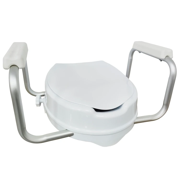 SUNCARE Height Adjustable Elevated 4 Inches PP Commode Homecraft Raised Toilet Seat With Armrest