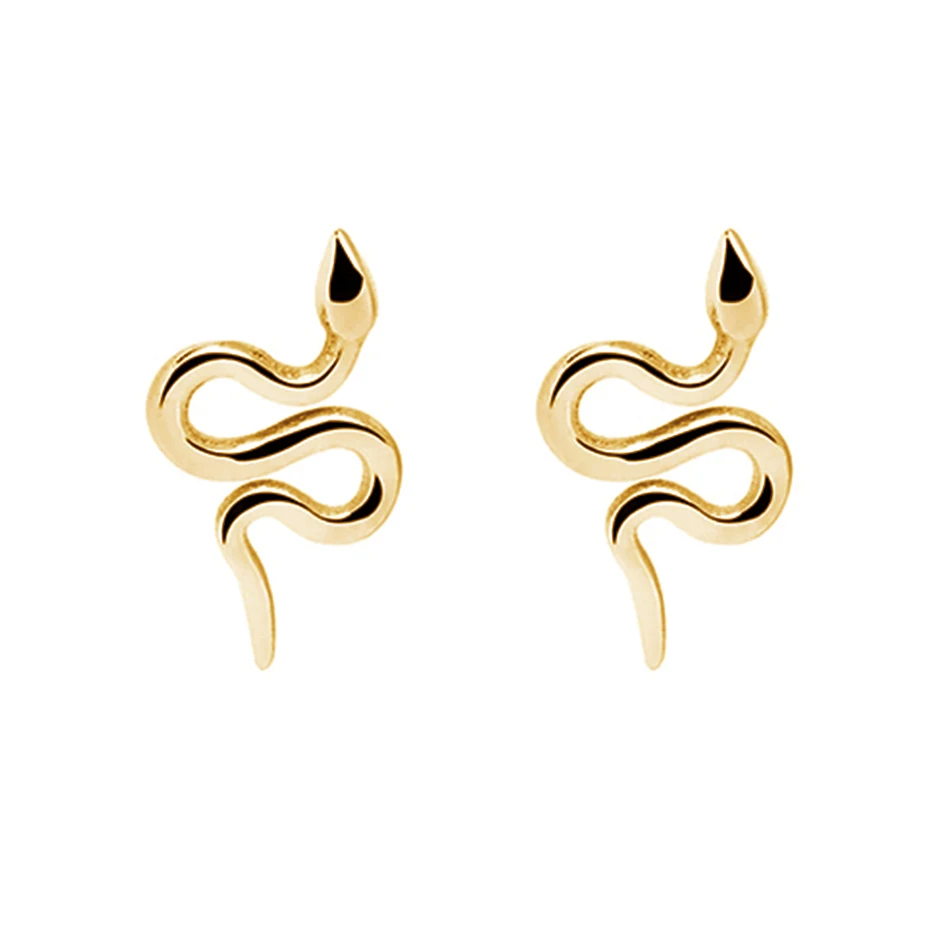 

fashion simple jewelry wholesale 925 sterling silver studs 18k gold plated snake stud earrings