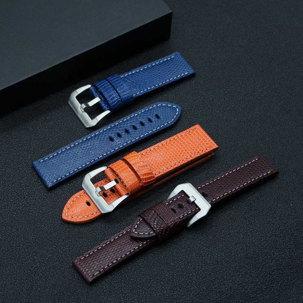 

Directly Factory Price High Quality Real Animal Leather Watch Strap Genuine Lizard Leather Watch Bands for Panera 22mm 24mm