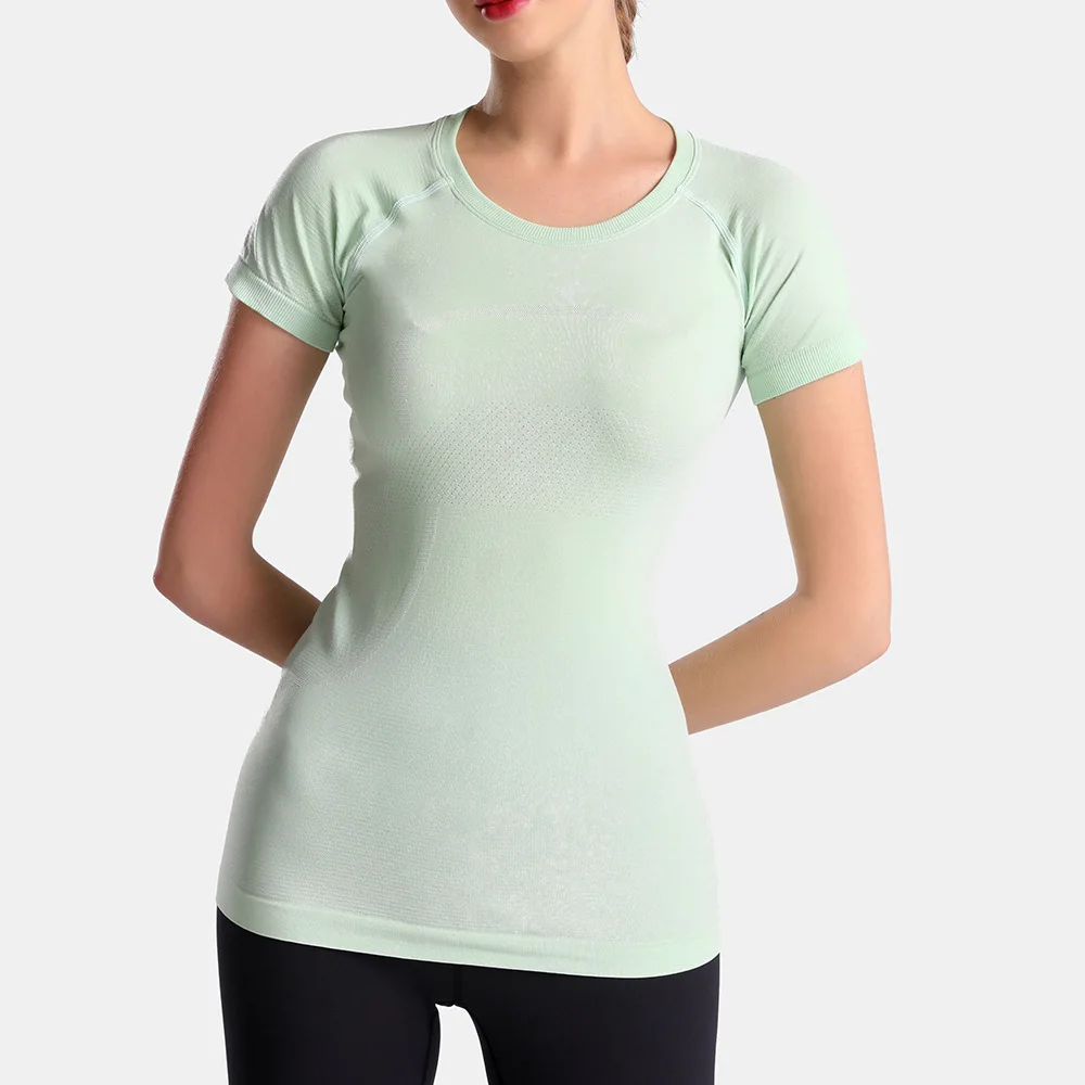 

BBWY0008 Women short-sleeved t-shirt seamless top sports breathable fitness yoga wear, Custom color