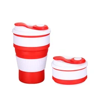 

400ml 100% Food Grade silicone foldable cup Reusable silicone collapsible water coffee cup with Lids