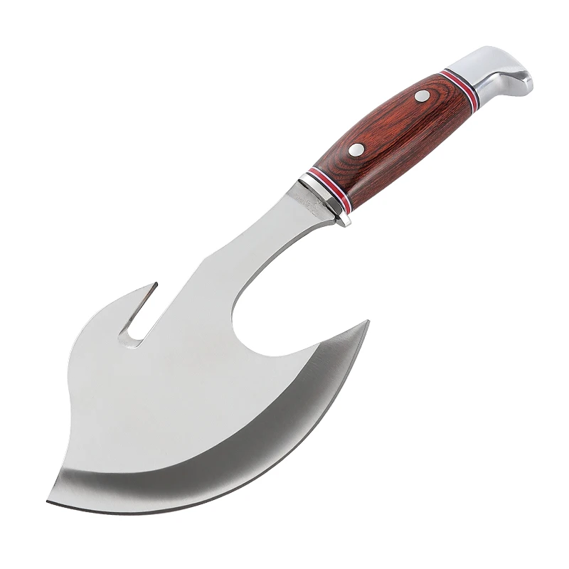 

Color wooden handle outdoor tool pocket hunting survival rope cutter camping axe fixed blade for hiking