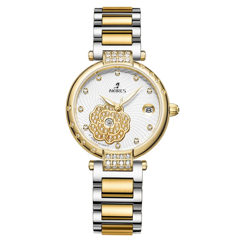 

AKIRES New 2020 Luxury Women's Hot Fashion Gold Mechanical Watches Waterproof Stainless Steel Watch for Ladies