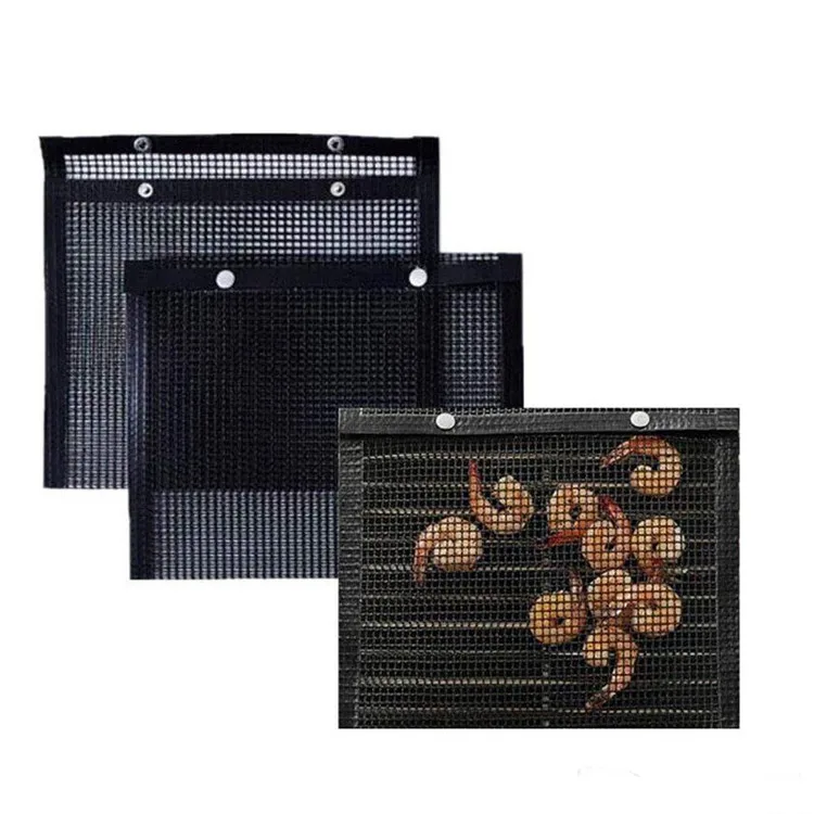 

Amazon hot sale bbq bag ptfe Non-stick Mesh grill baking Bag PTFE Toaster Oven Bags, Black,brown