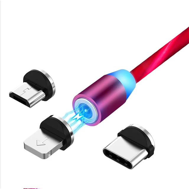 

Free Shipping 1M Wholsale 3 in 1 Connectors Magnetic USB Cable Charging Cable for Smart Phone, Red/green/blue/white