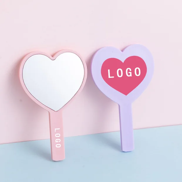 

Hot Selling Mini Hand Mirror Logo Custom Private Label Makeup Heart Handheld Mirror