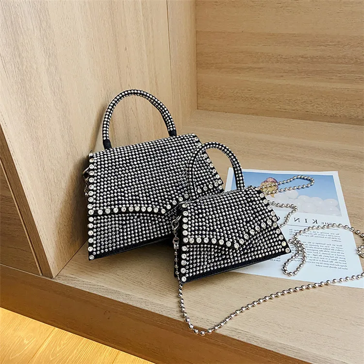 

female 2021 summer new trendy net red fashion single shoulder Rhinestone bag popular messenger hangbag, Customized