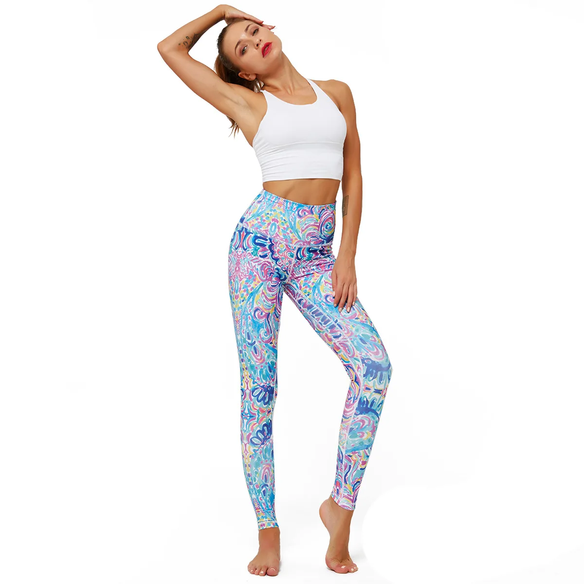

DJ218 breathable high waist fitness leggings yoga pants for women