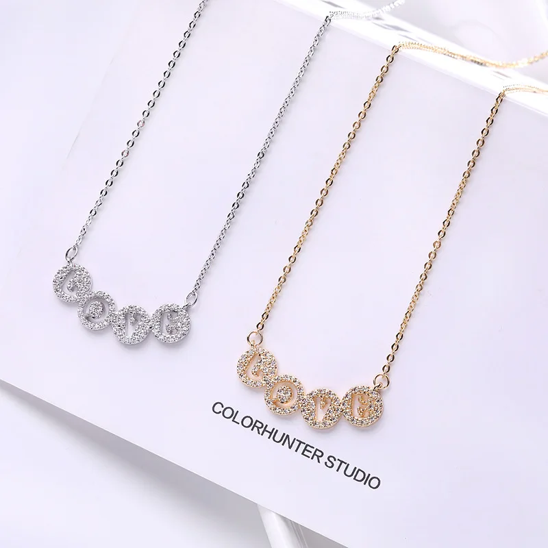 

Love letter necklace 18K gold zircon clavicle chain