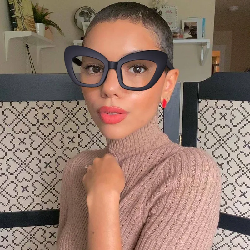 

2022 Fashion famous brand eyeglasses frames optical large frame anti-blue light reading retro cat eye glasses frame eyeglass