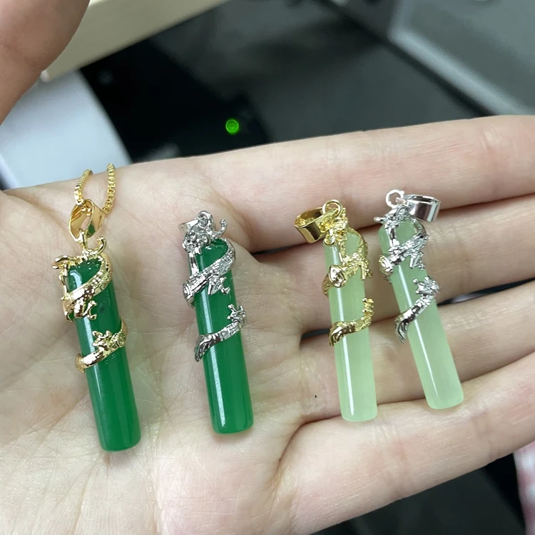 

Jade dragon 2021 new styles jialin jewelry Chinese Jade Lucky Dragon Pendant Necklace Charms Women Gold Plating Jade Necklace, Picture shows
