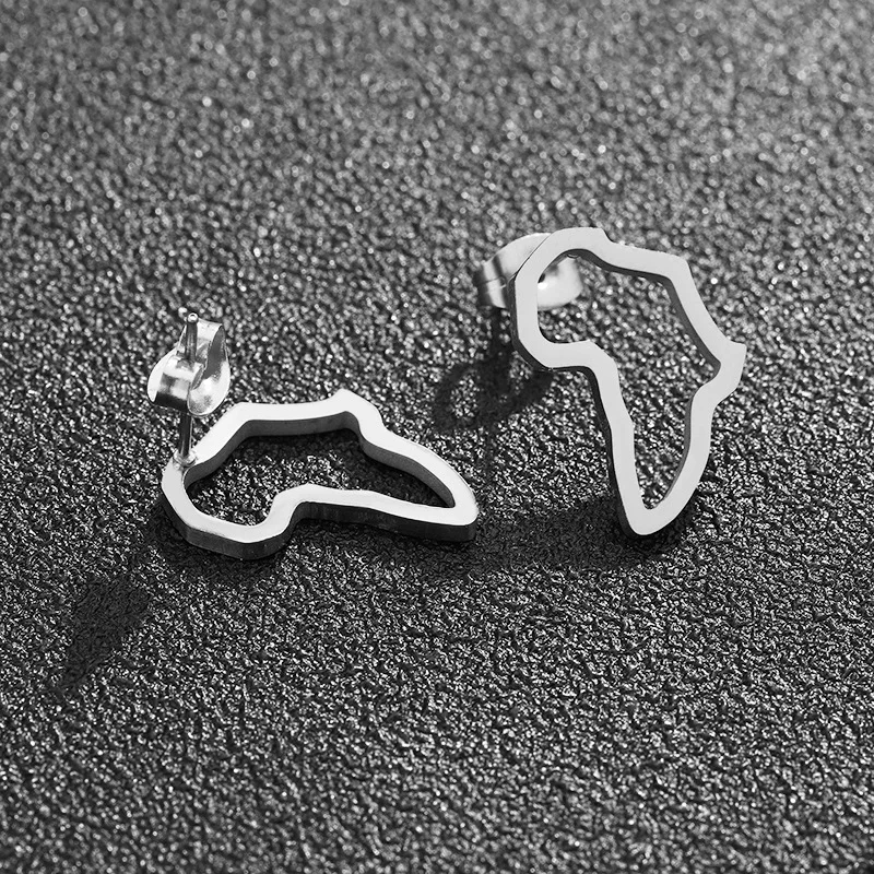 

Girls Accessories Map Shape Earrings Hot Selling Trendy Design, Gold/sliver