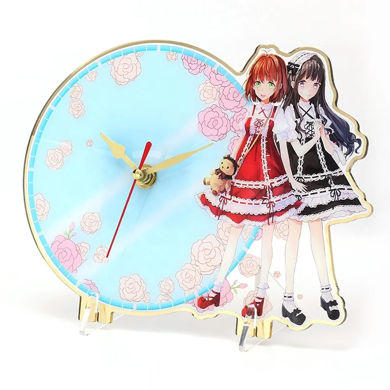 

Vograce Factory sale directly Decorative Acrylic clock anime desk Crystal Metal Acrylic clock