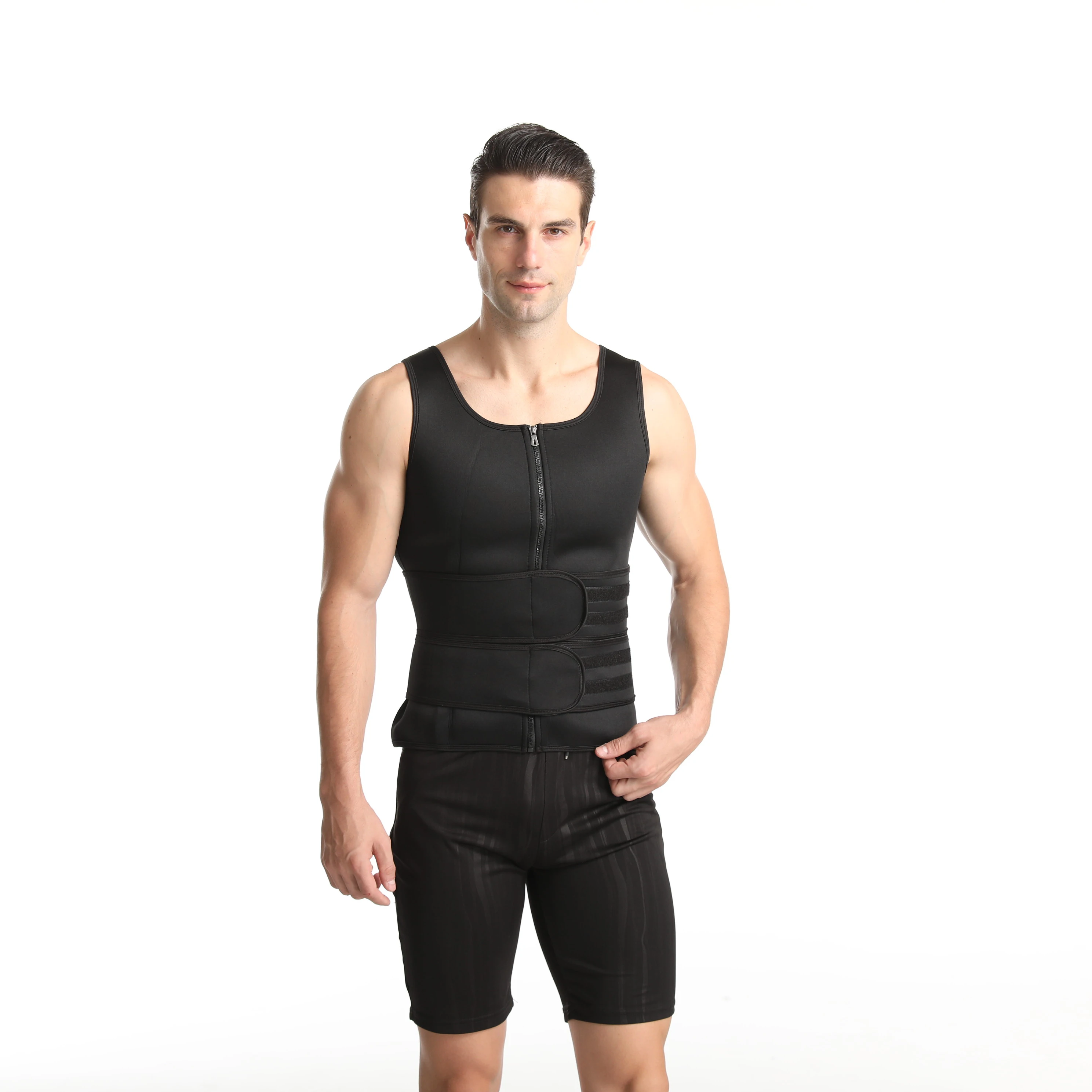 

Men Waist Trainer Tank Tops Shapewear Slimming Body Shaper Compression Shirt Underwear for Weight Loss Workout Sauna Sweat Vest, Black