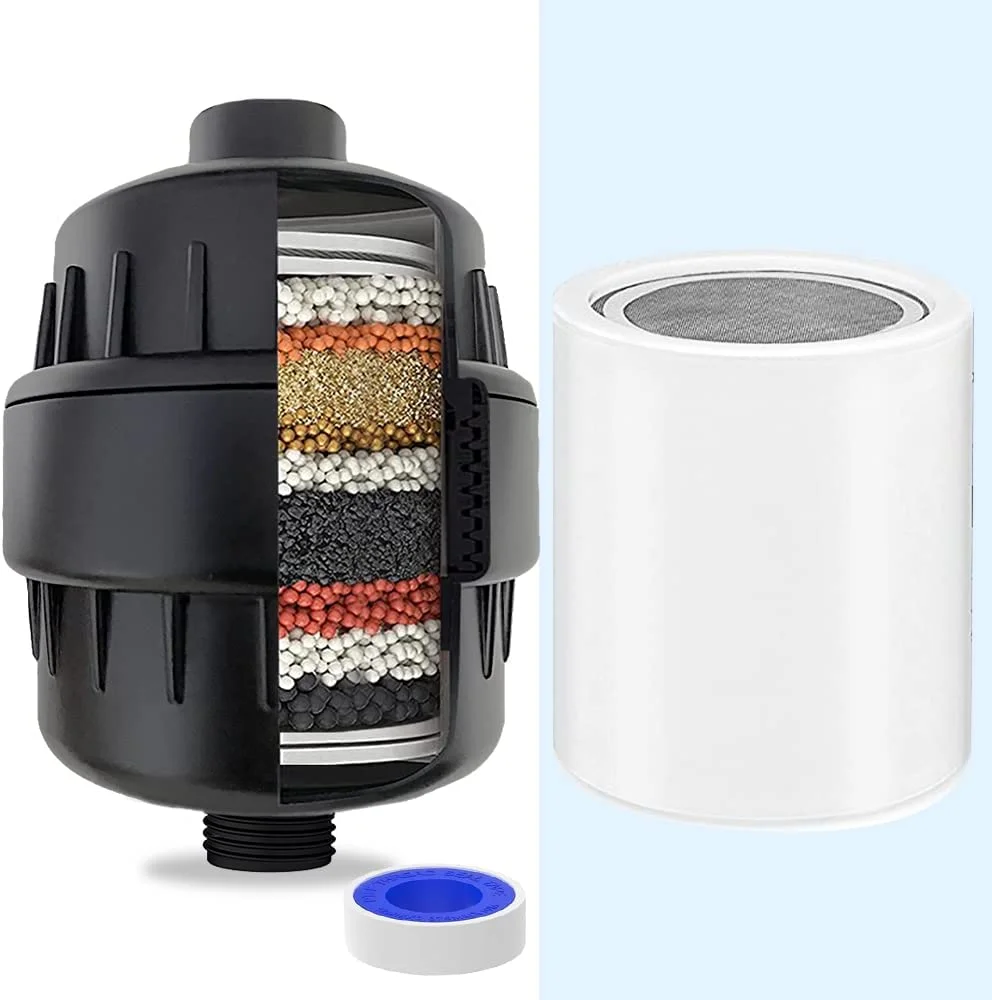 High Flow Black Shower Filter Multi Stage Filtration for Clean Water Universal Fit